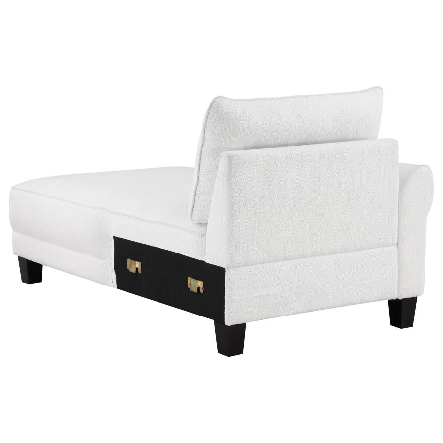 Caspian Upholstered Curved Arms Sectional Sofa White and Black - (509550)