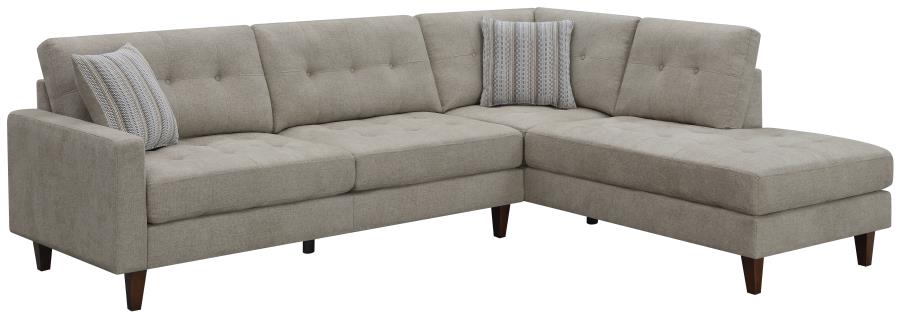 Barton Upholstered Tufted Sectional Toast and Brown - (509796)