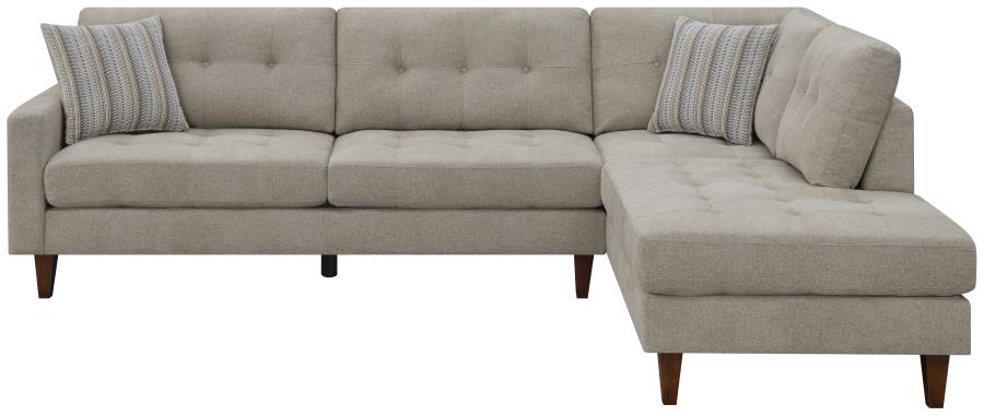 Barton Upholstered Tufted Sectional Toast and Brown - (509796)