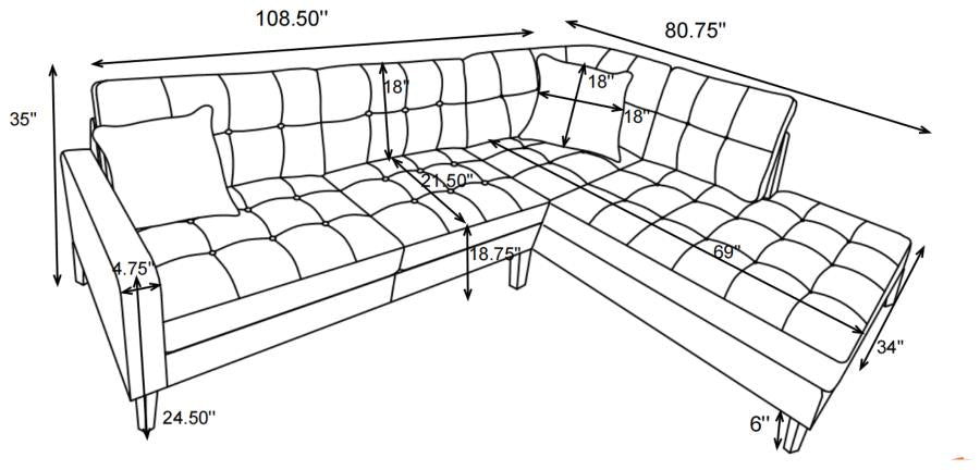 Barton Upholstered Tufted Sectional Toast and Brown - (509796)