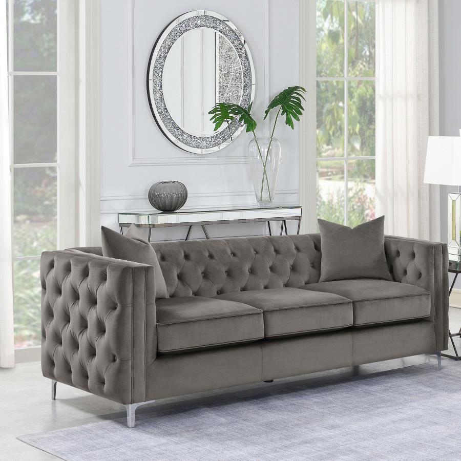 Phoebe Tufted Tuxedo Arms Sofa Urban Bronze - (509881)