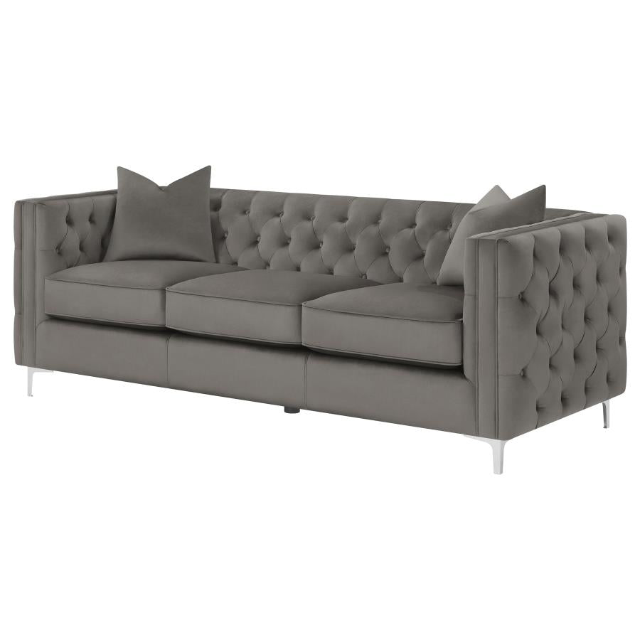 Phoebe Tufted Tuxedo Arms Sofa Urban Bronze - (509881)