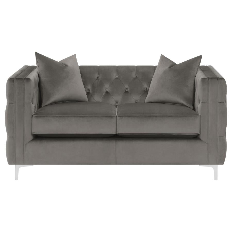 Phoebe Tufted Tuxedo Arms Loveseat Urban Bronze - (509882)