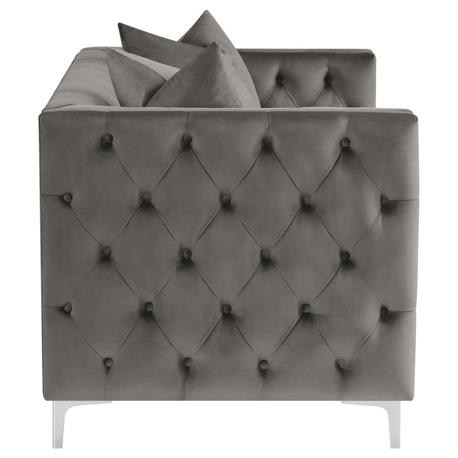 Phoebe Tufted Tuxedo Arms Loveseat Urban Bronze - (509882)