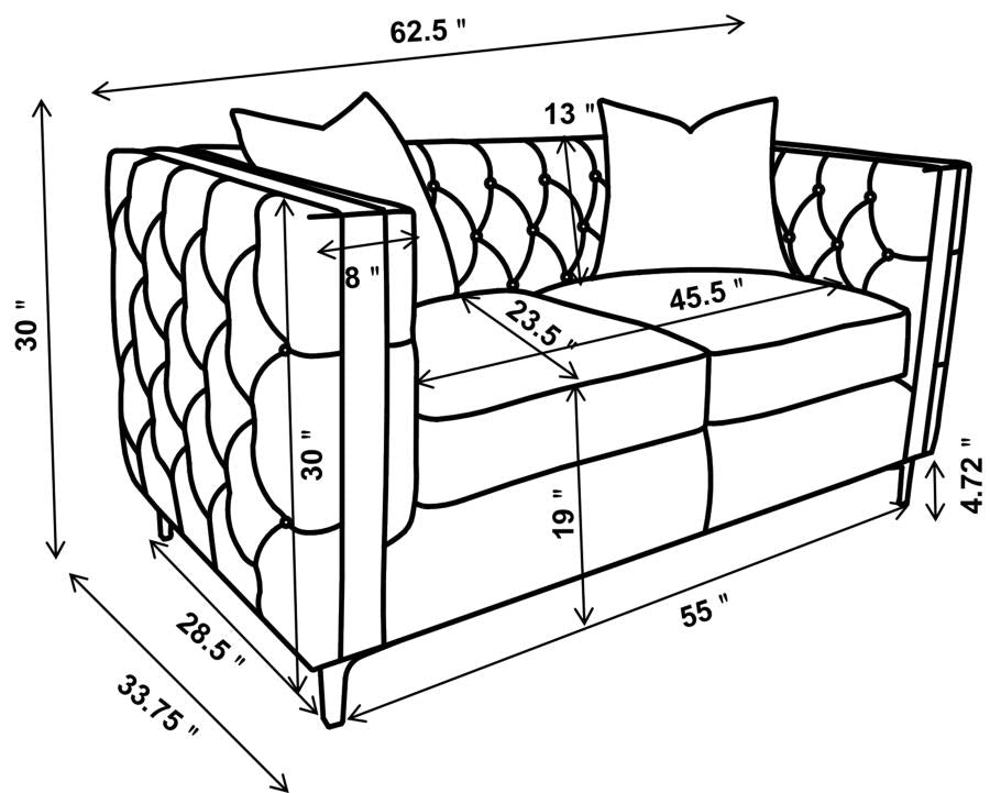 Phoebe Tufted Tuxedo Arms Loveseat Urban Bronze - (509882)