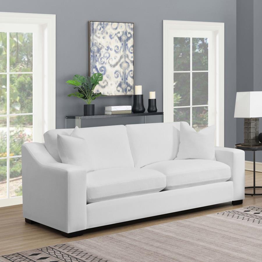 Ashlyn Upholstered Sloped Arms Sofa White - (509891)