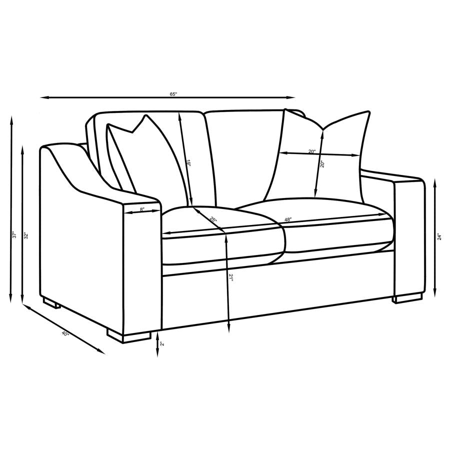 Ashlyn Upholstered Sloped Arms Loveseat White - (509892)