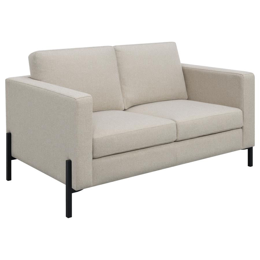 Tilly Upholstered Track Arms Loveseat Oatmeal - (509902)