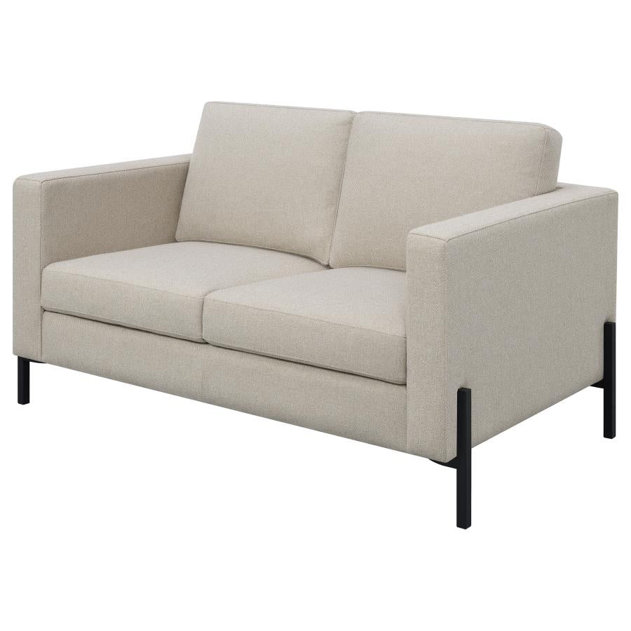 Tilly Upholstered Track Arms Loveseat Oatmeal - (509902)