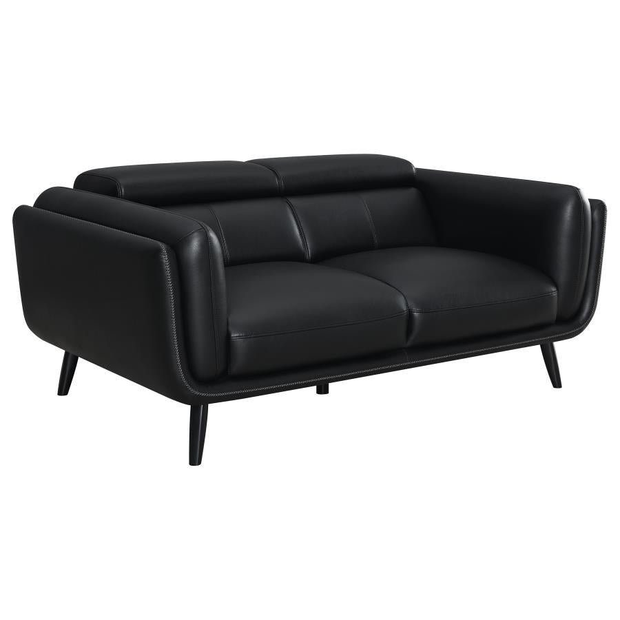 Shania Track Arms Loveseat With Tapered Legs Black - (509922)