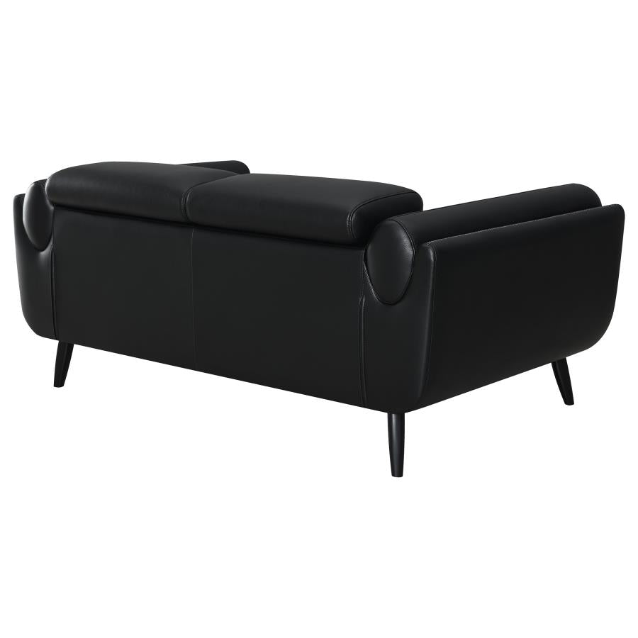 Shania Track Arms Loveseat With Tapered Legs Black - (509922)