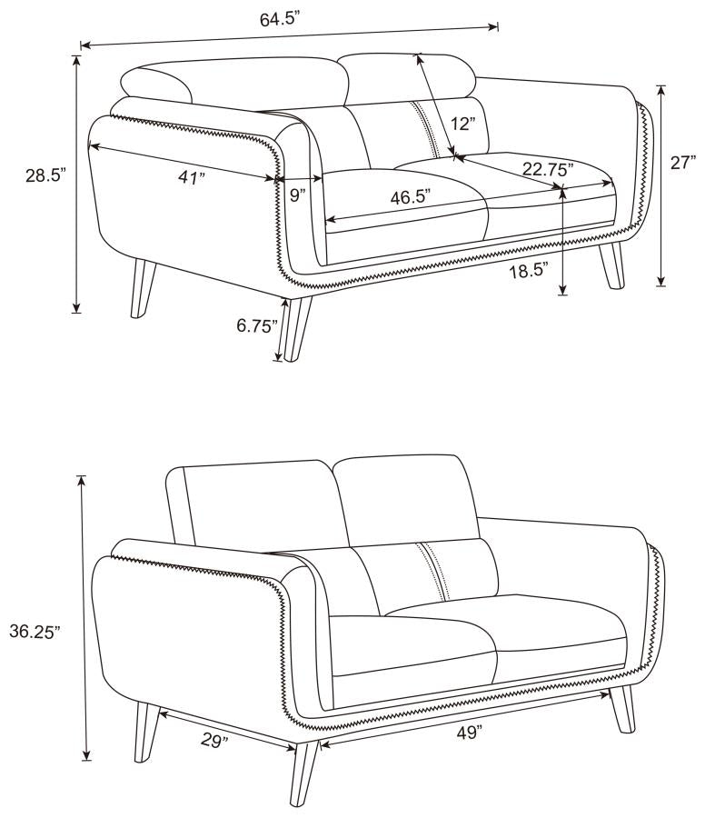 Shania Track Arms Loveseat With Tapered Legs Black - (509922)