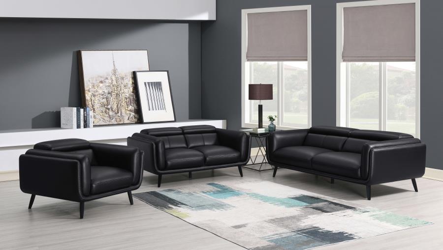 Shania Track Arms Loveseat With Tapered Legs Black - (509922)
