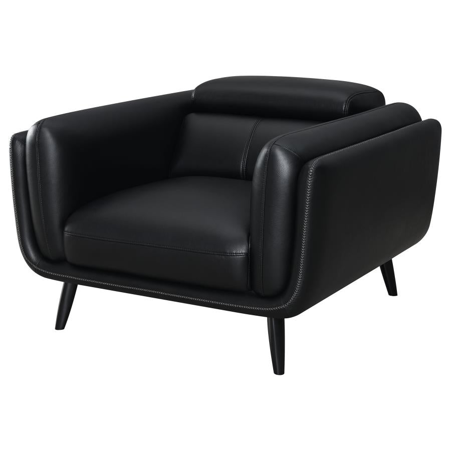 Shania Track Arms Chair With Tapered Legs Black - (509923)