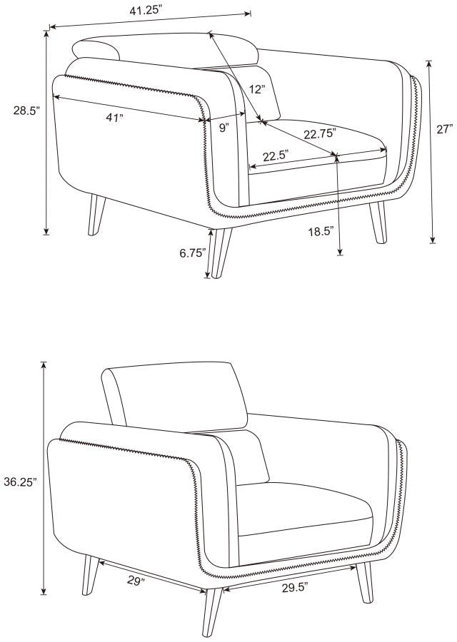 Shania Track Arms Chair With Tapered Legs Black - (509923)