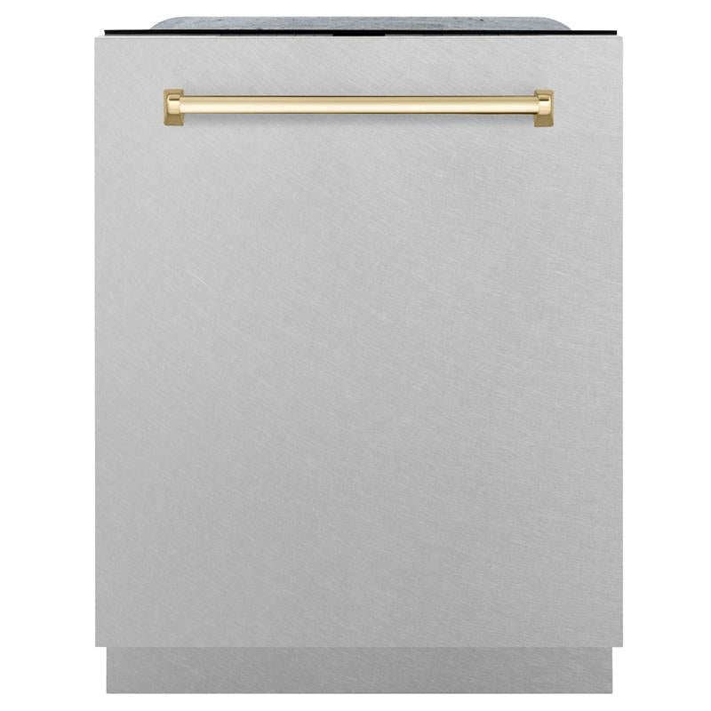 ZLINE Autograph Edition 24" 3rd Rack Top Touch Control Tall Tub Dishwasher in DuraSnow Stainless Steel with Accent Handle, 45dBa (DWMTZ-SN-24) [Color: Gold] - (DWMTZSN24G)
