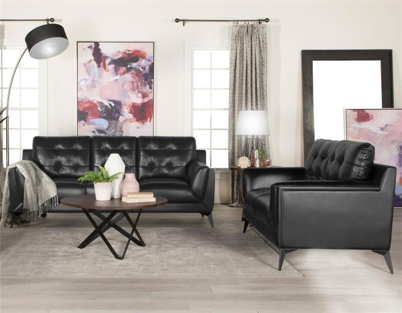 Moira Upholstered Tufted Living Room Set With Track Arms Black - (511131S2)