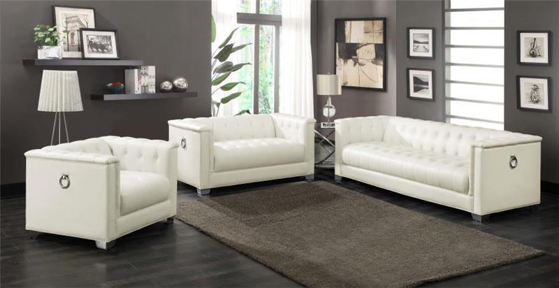 Chaviano Contemporary White Three-piece Living Room Set - (505391S3)