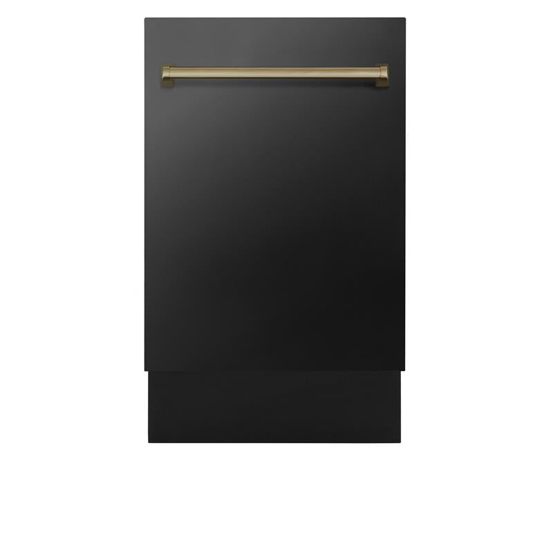ZLINE Autograph Edition 18 Compact 3rd Rack Top Control Dishwasher in Black Stainless Steel with Accent Handle, 51dBa (DWVZ-BS-18) [Color: Champagne Bronze] - (DWVZBS18CB)
