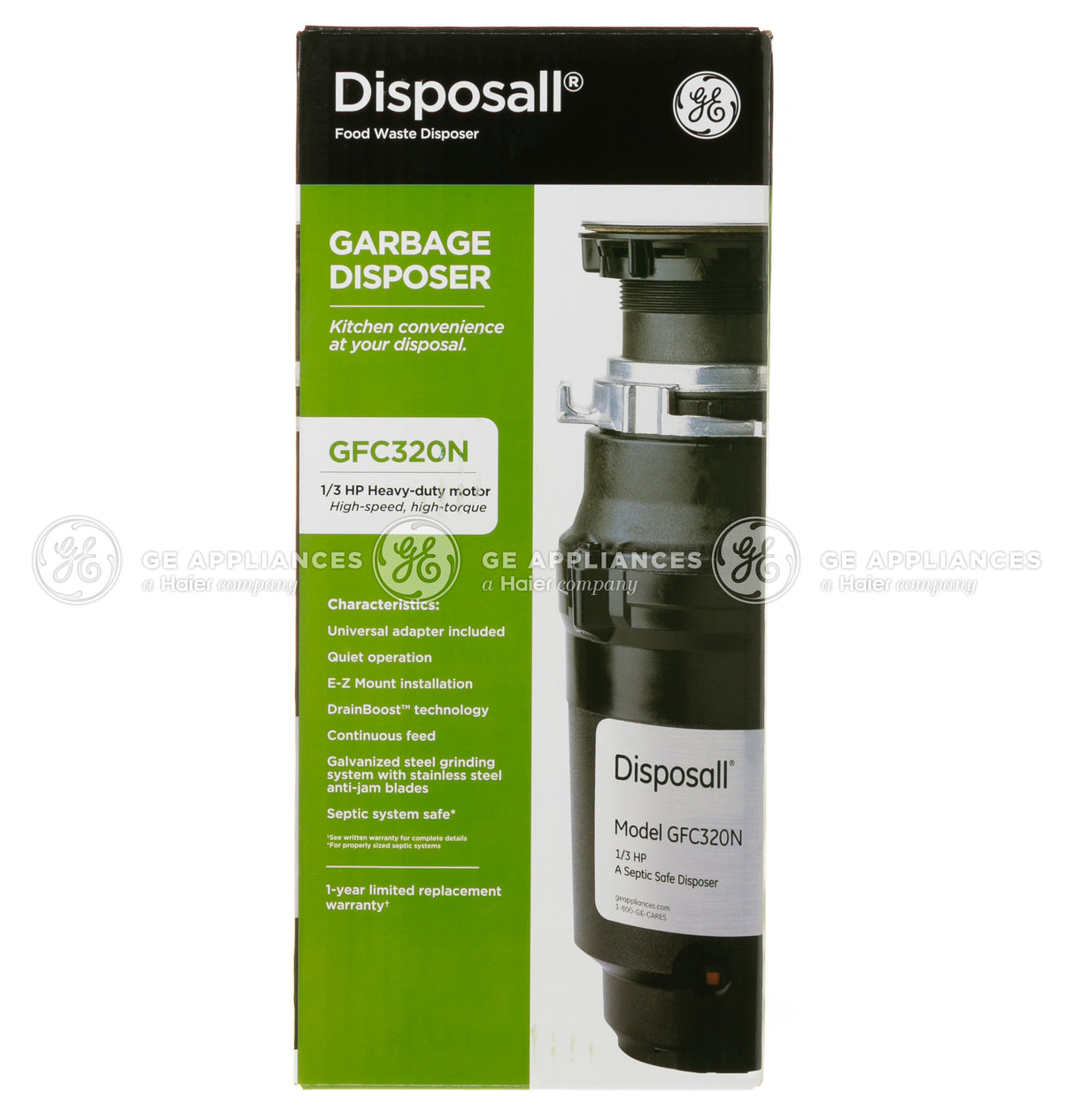GE DISPOSALL(R) 1/3 HP Continuous Feed Garbage Disposer Non-Corded - (GFC320N)