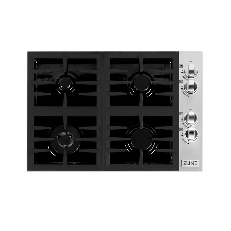 ZLINE 30" Gas Cooktop with 4 Gas Burners and Black Porcelain Top (RC30-PBT) [Color: ZLINE 30" Gas Cooktop with 4 Gas Burners and Black Porcelain Top (RC30-PBT)] - (RC30PBT)