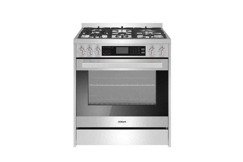 Robam G517K 30 Chef s Favorite Convection Freestanding Gas Range, 5 Sealed Brass Burners w/Cast Iron rates (Wok Grate Included), 5 Cu. Ft. Oven with Blue Interior, 6 Cooking Modes - (ROBAMG517K)