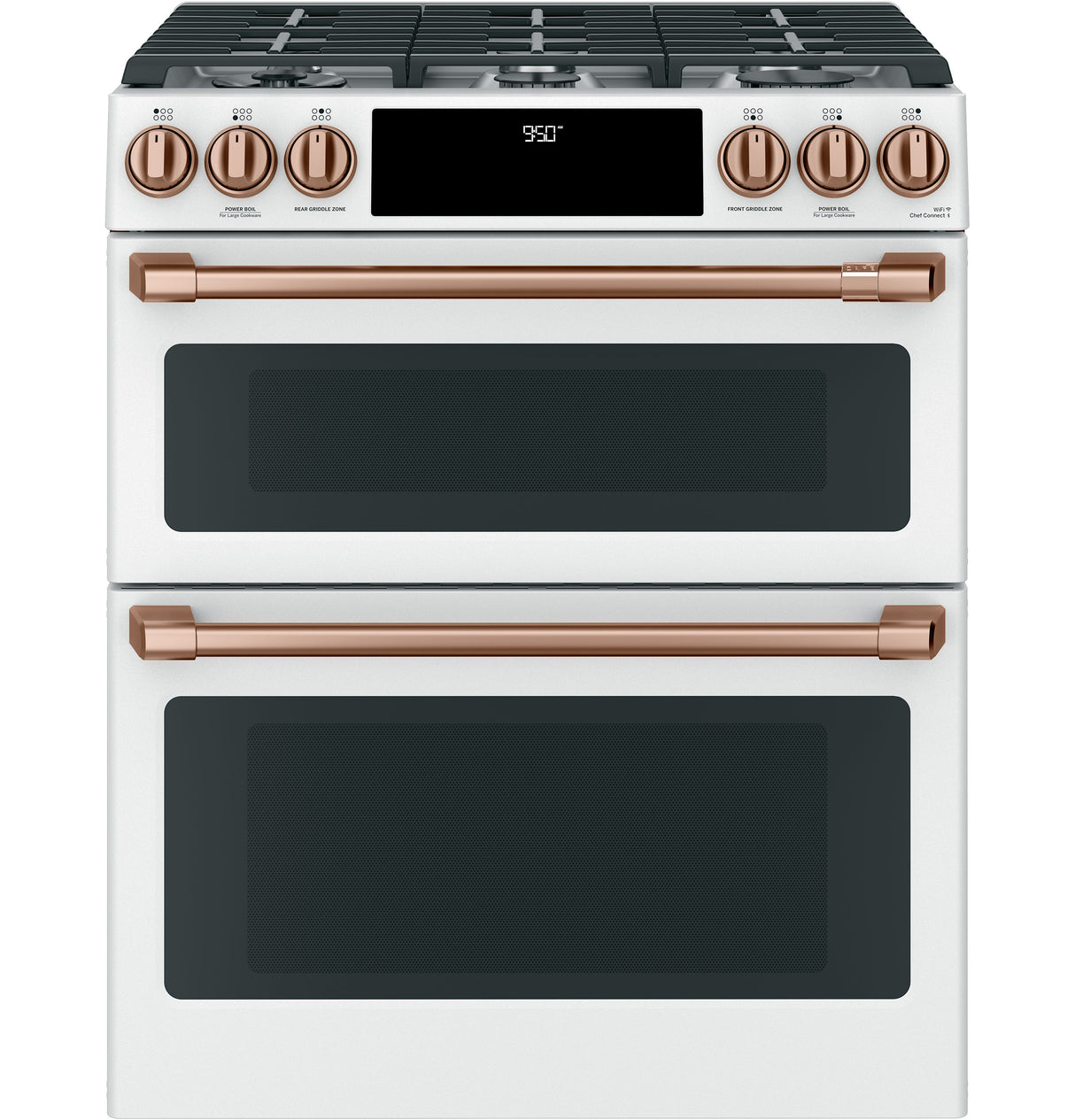 Caf(eback)(TM) 30" Smart Slide-In, Front-Control, Dual-Fuel, Double-Oven Range with Convection - (C2S950P4MW2)