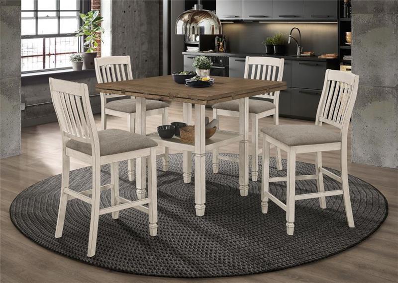 Sarasota 5-piece Counter Height Dining Set With Drop Leaf Nutmeg and Rustic Cream - (192818S5)