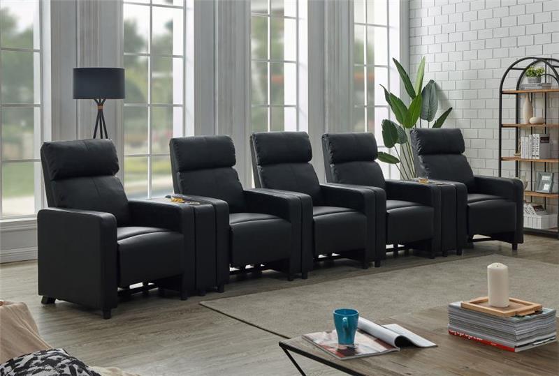 Toohey Upholstered Tufted Recliner Living Room Set Black - (600181S5B)