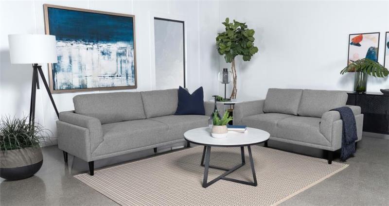 Rilynn 2-piece Upholstered Track Arms Sofa Set Grey - (509524S2)