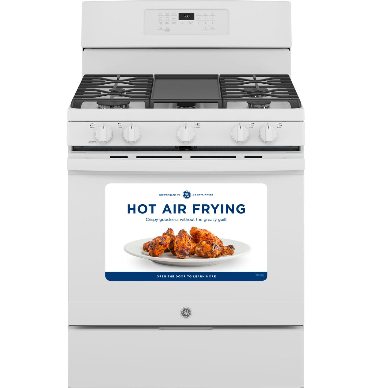 GE(R) 30" Free-Standing Gas Convection Range with No Preheat Air Fry - (JGB735DPWW)