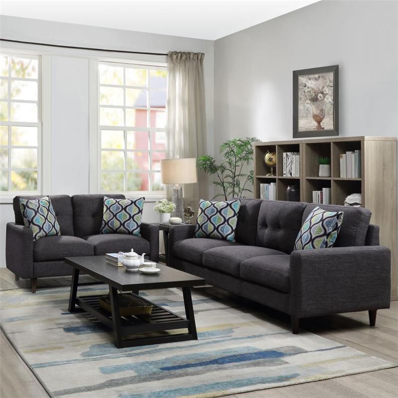 Watsonville 2-piece Cushion Back Living Room Set Grey - (552001S2)