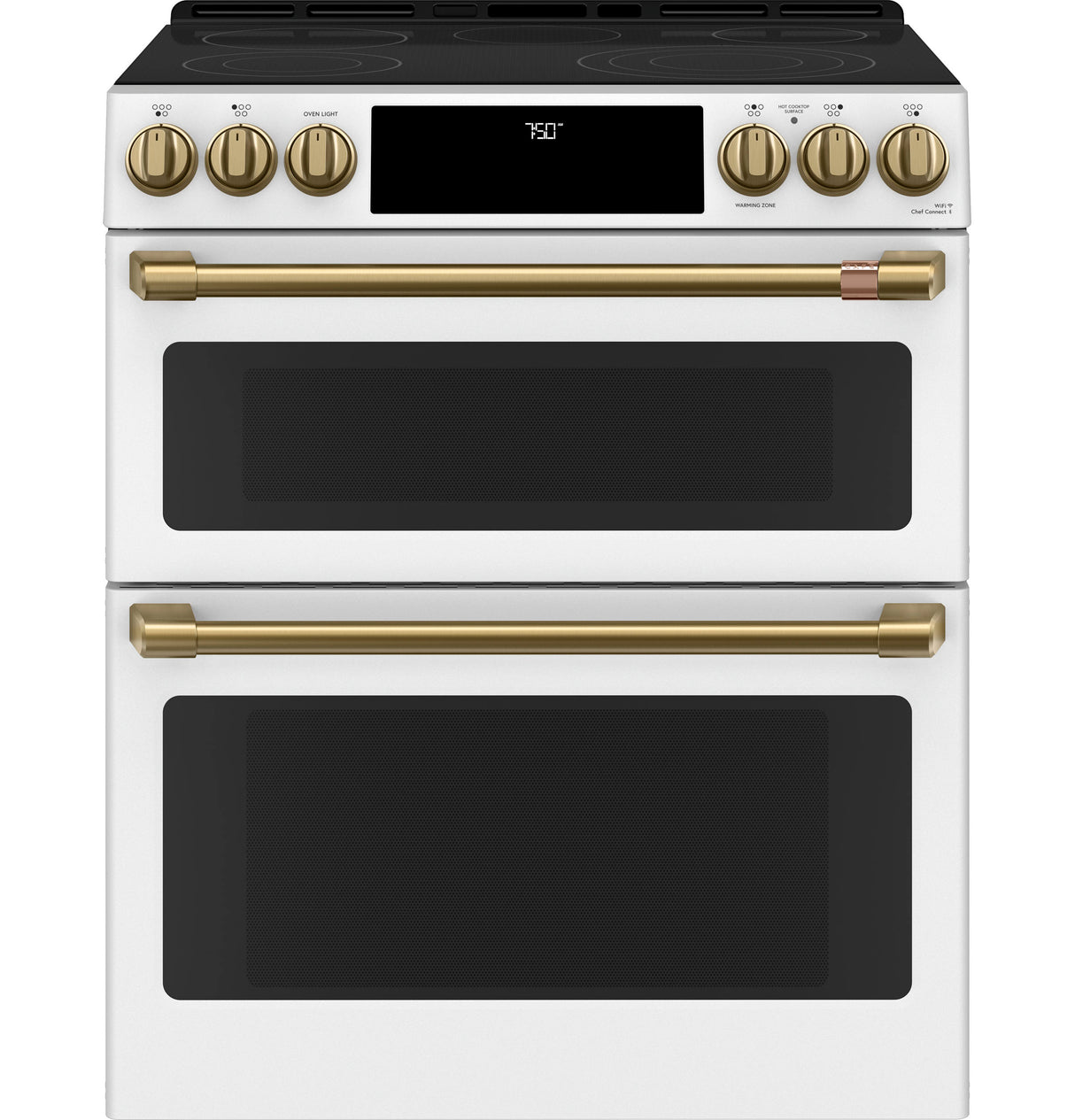 Caf(eback)(TM) 30" Smart Slide-In, Front-Control, Radiant and Convection Double-Oven Range - (CES750P4MW2)