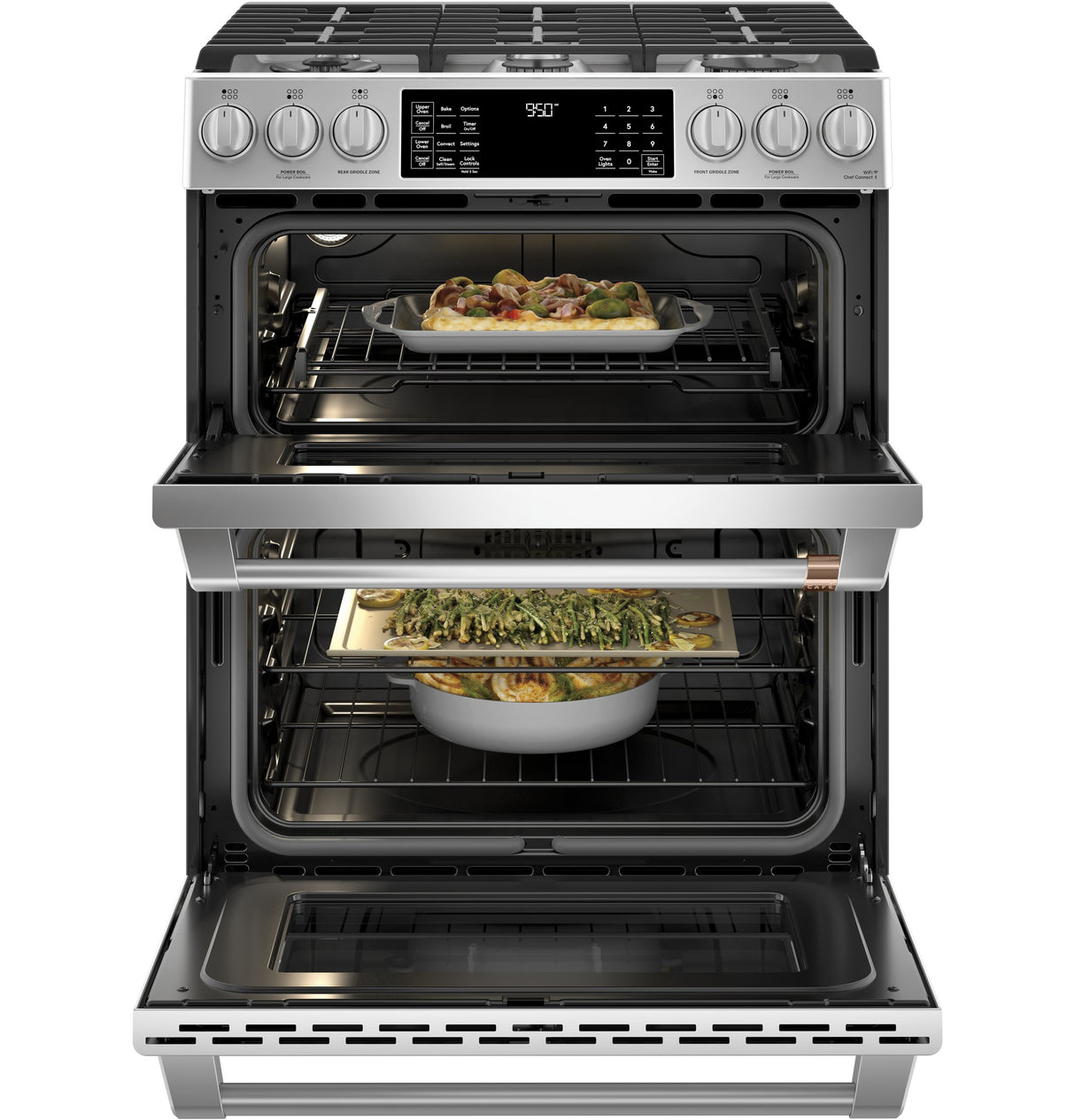 Caf(eback)(TM) 30" Smart Slide-In, Front-Control, Dual-Fuel, Double-Oven Range with Convection - (C2S950P2MS1)
