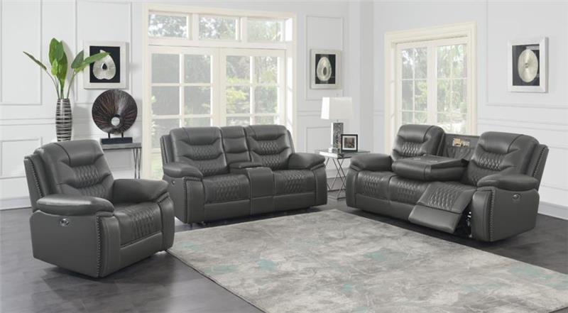 Flamenco 3-piece Tufted Upholstered Power Living Room Set Charcoal - (610204PS3)