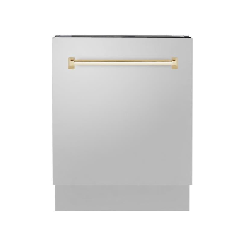 ZLINE Autograph Edition 24" 3rd Rack Top Control Tall Tub Dishwasher in Stainless Steel with Accent Handle, 51dBa (DWVZ-304-24) [Color: Gold] - (DWVZ30424G)