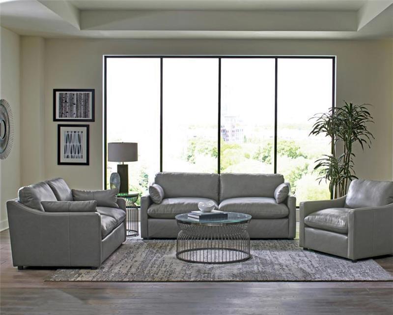 Grayson 2-piece Sloped Arm Upholstered Living Room Set Grey - (506771S2)