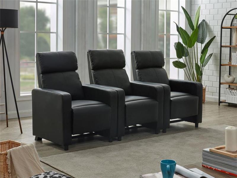 Toohey Upholstered Tufted Recliner Living Room Set Black - (600181S3B)