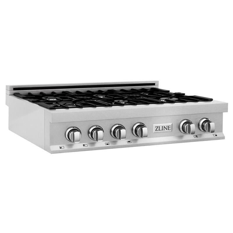ZLINE 36 in. Porcelain Rangetop in DuraSnow Stainless Steel with 6 Gas Burners (RTS-36) Available with Brass Burners [Color: DuraSnow Stainless Steel] - (RTS36)