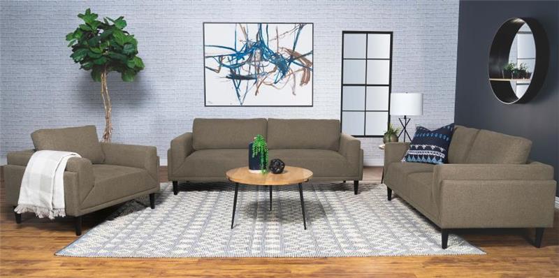 Rilynn 3-piece Upholstered Track Arms Sofa Set Brown - (509521S3)