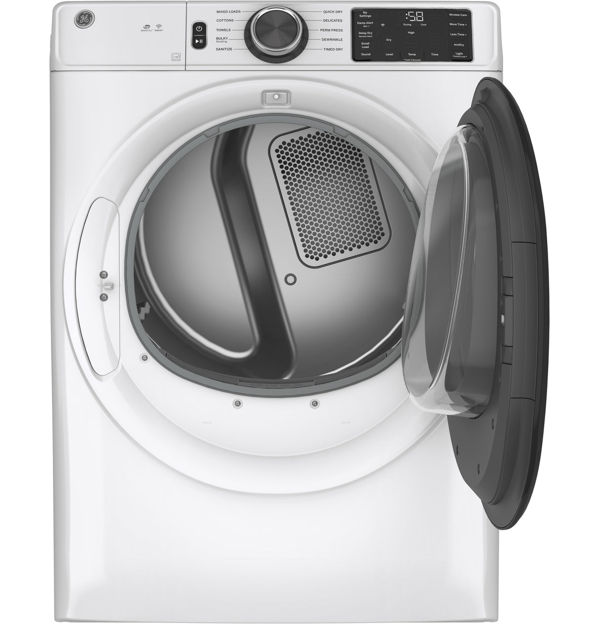 GE(R) ENERGY STAR(R) 7.8 cu. ft. Capacity Smart Front Load Electric Dryer with Sanitize Cycle - (GFD55ESSNWW)