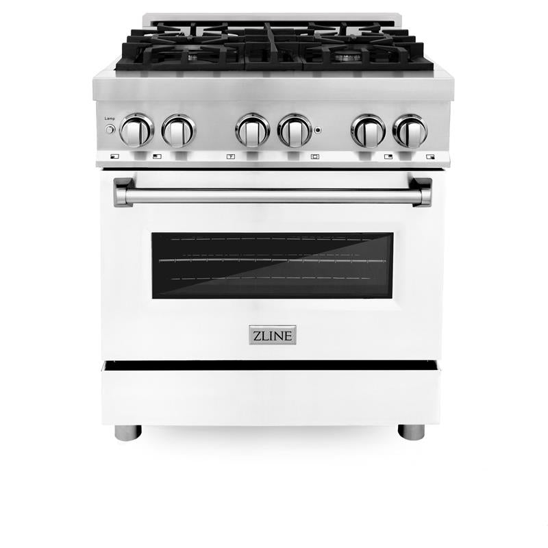 ZLINE 30 in. Dual Fuel Range with Gas Stove and Electric Oven in Stainless Steel (RA30) [Color: White Matte] - (RAWM30)