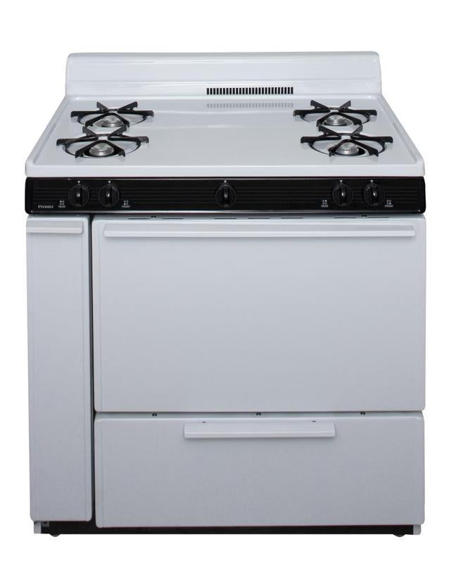 36 in. Freestanding Battery-Generated Spark Ignition Gas Range in White - (BLK100WP)