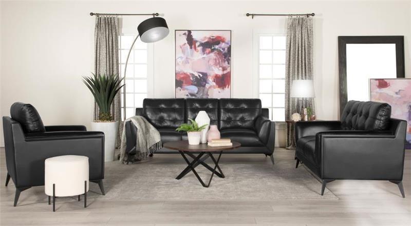 Moira Upholstered Tufted Living Room Set With Track Arms Black - (511131S3)
