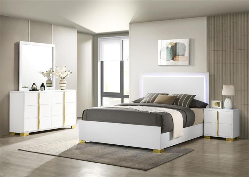 Marceline 4-piece Full Bedroom Set With LED Headboard White - (222931FS4)