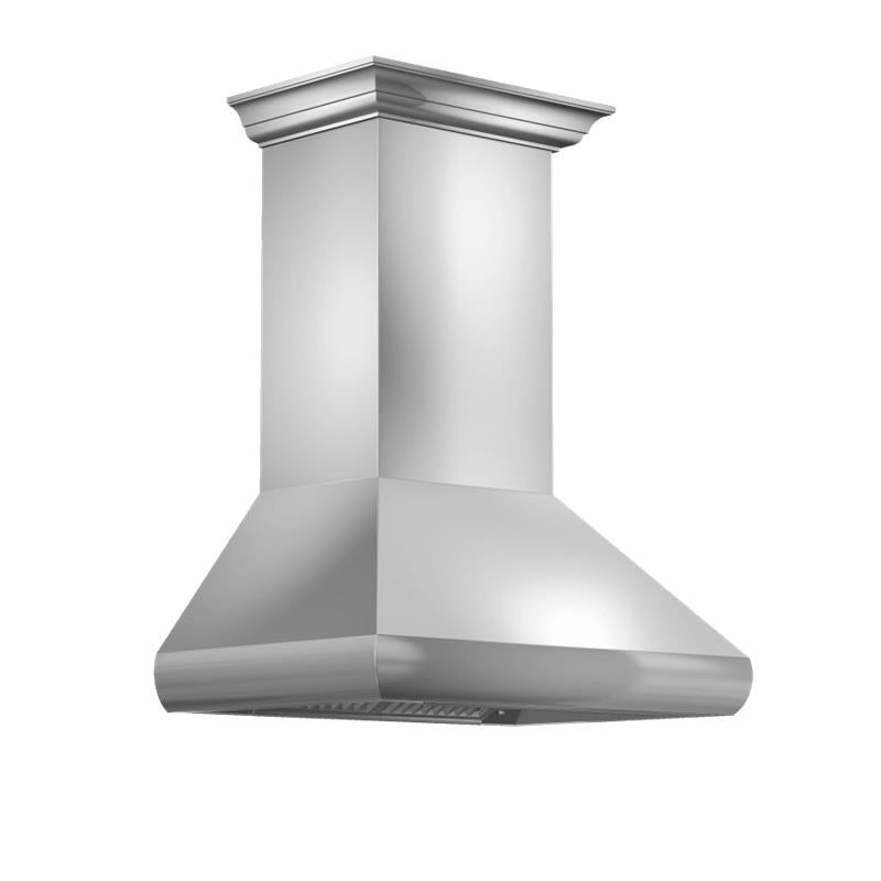 ZLINE Professional Convertible Vent Wall Mount Range Hood in Stainless Steel with Crown Molding (587CRN) - (587CRN30)