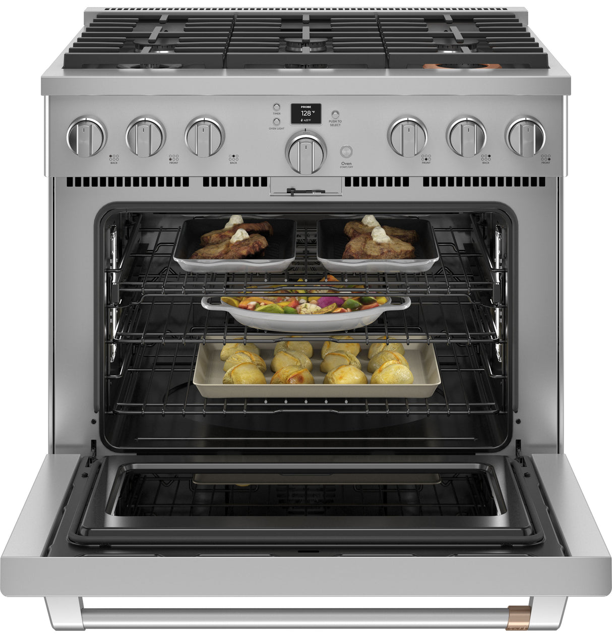 Caf(eback)(TM) 36" Smart Dual-Fuel Commercial-Style Range with 6 Burners (Natural Gas) - (C2Y366P2TS1)