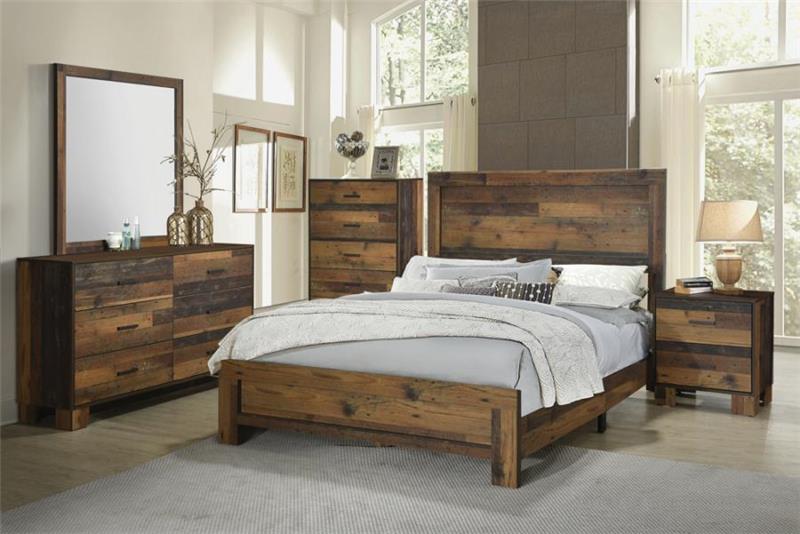 Sidney 5-piece Queen Panel Bedroom Set Rustic Pine - (223141QS5)