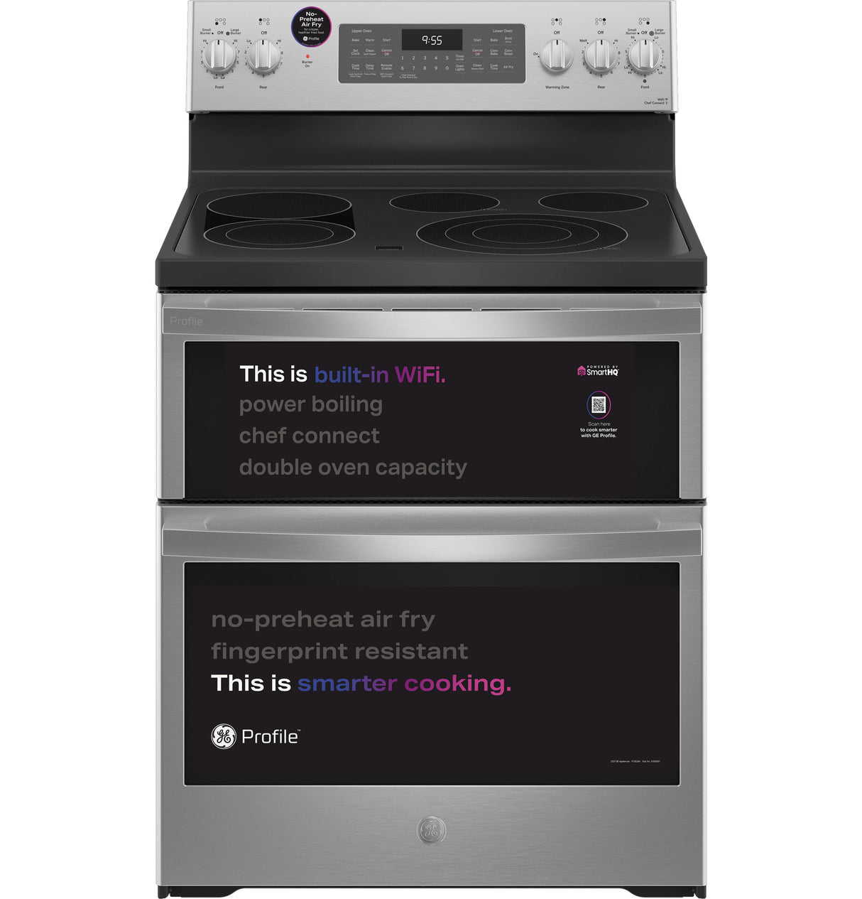 GE Profile(TM) 30" Smart Free-Standing Electric Double Oven Convection Range with No Preheat Air Fry - (PB965YPFS)