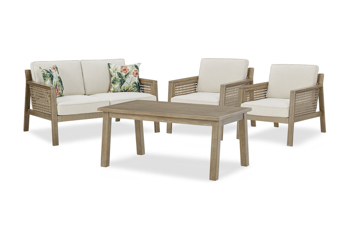 Barn Cove Outdoor Loveseat, 2 Lounge Chairs and Coffee Table - (P342P1)